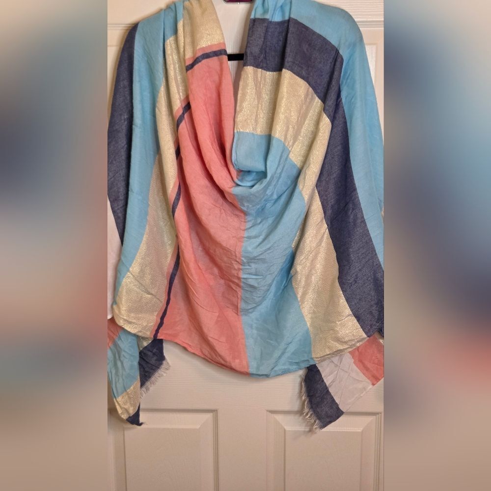 Marcus Adler New York Mlticlrd ColorBlock RayonBlend Oversize Scarf Wrap 74"×34"